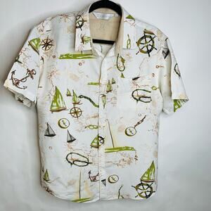 Wamiani Resort Hawaiaan Shirt Map Coastal Sz Large